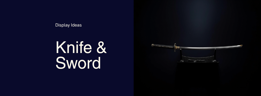 Wall-mounted sword display rack with katana