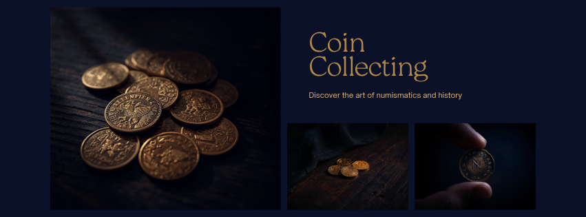 Close-up of ancient collectible coins on dark wood