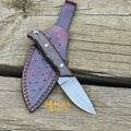 Handmade straight edge skinner knife with Wenge wood handle by MALIKA KNIVES, featuring a simple design and sharp blade.
