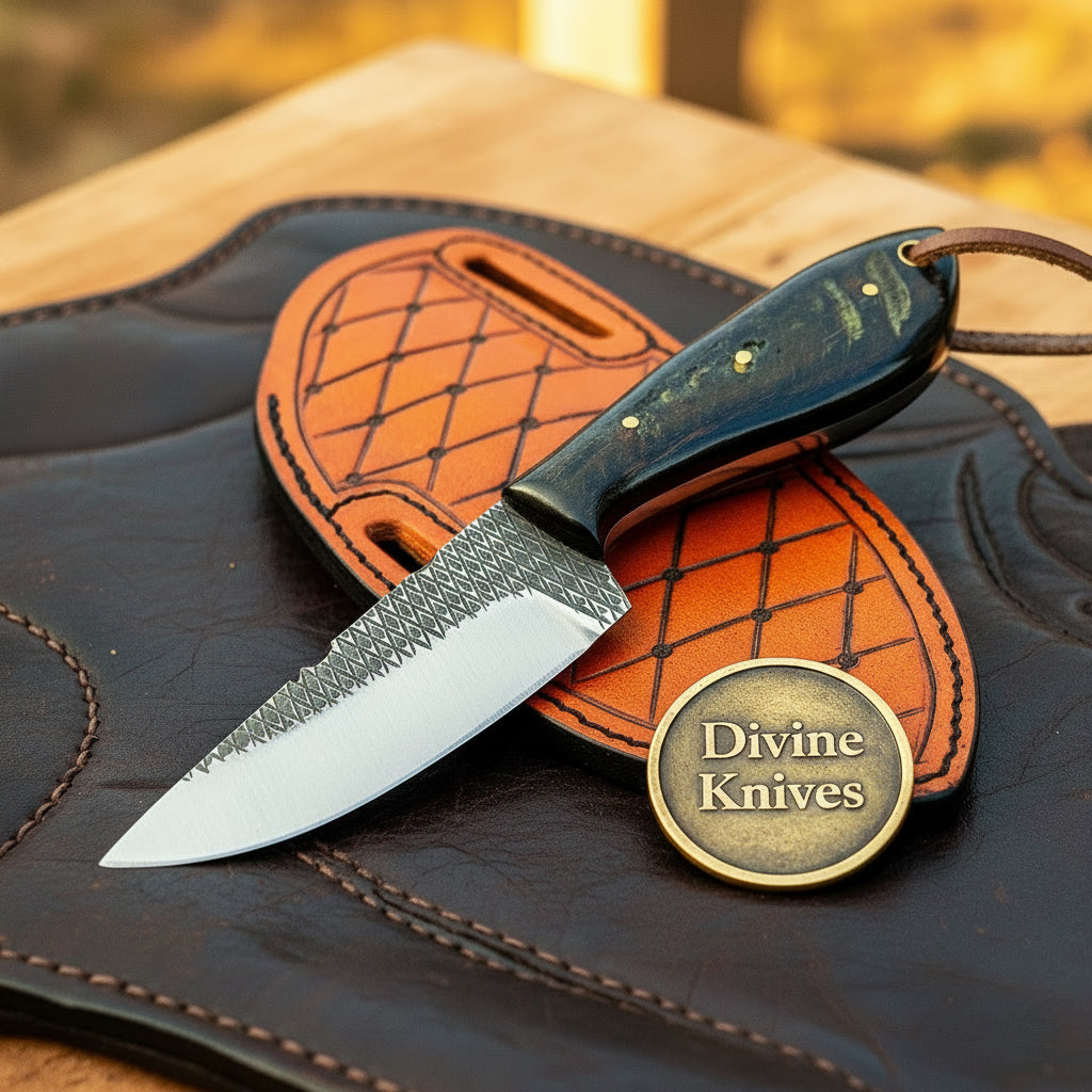 Buffalo Horn Rasp Steel Cowboy Knife for Hunting and Outdoor Tasks