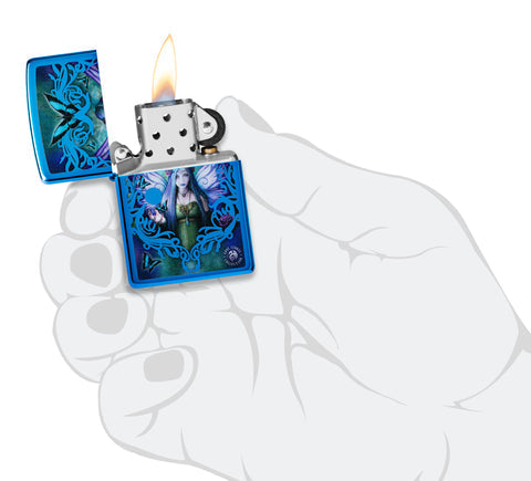 Zippo Anne Stokes Fairy, High Polish Blue Lighter #48985