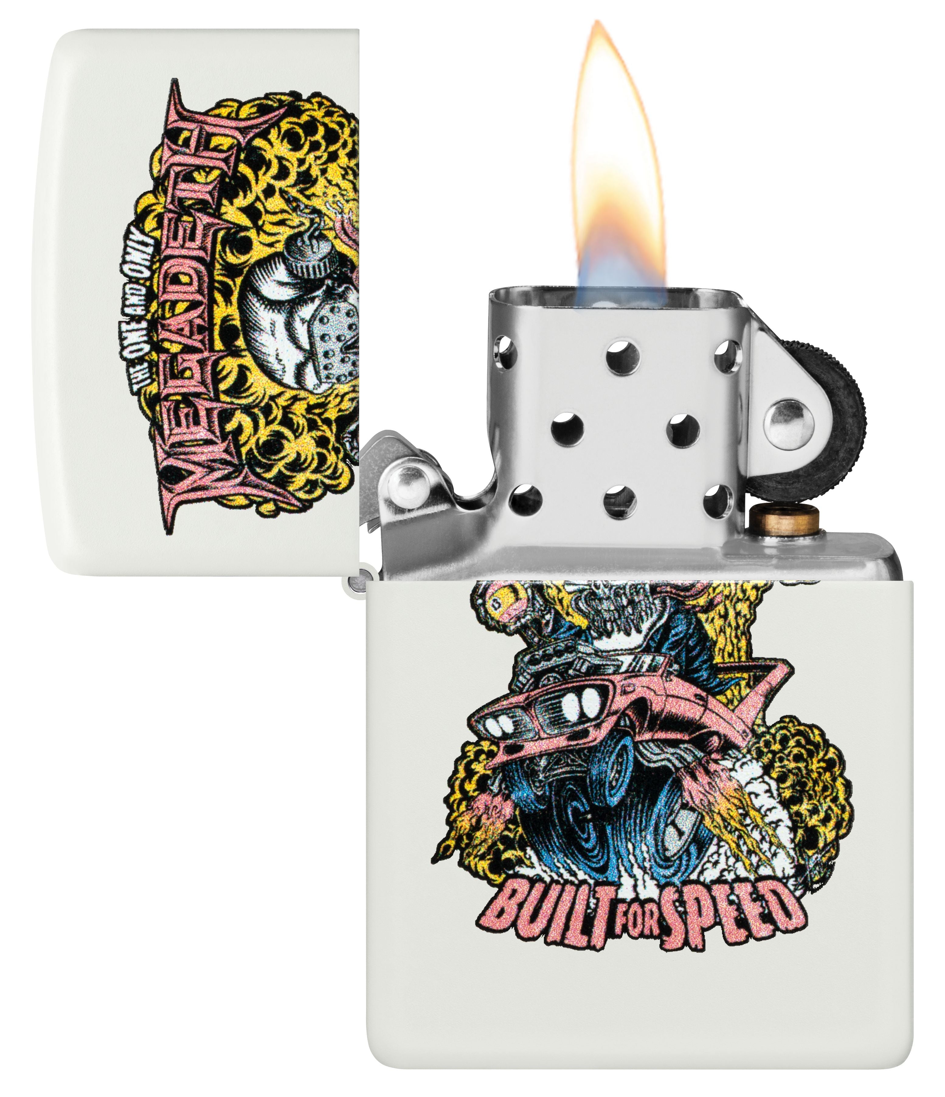Zippo Megadeth Built for Speed, White Matte Lighter #47237