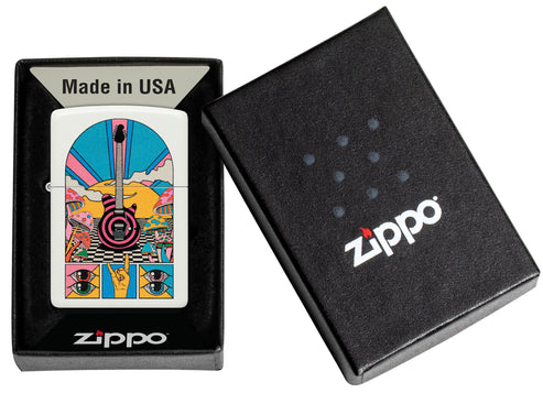 Zippo Retro Music Funky, White Matte Lighter #46167