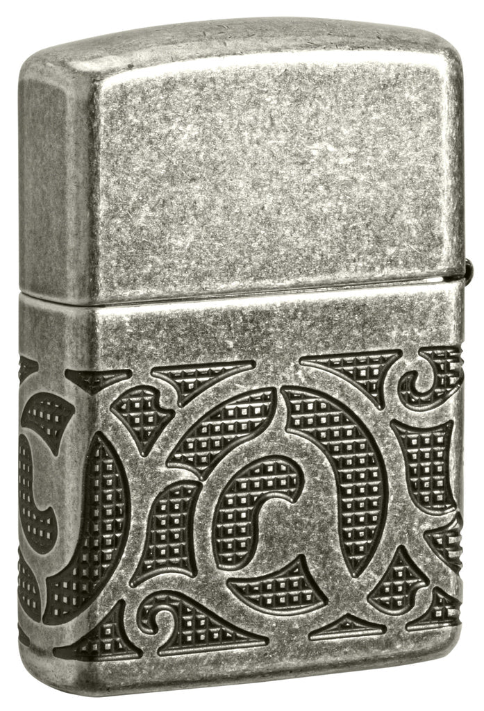 Zippo Armor Pattern MultiCut, Antique Silver Lighter #49290
