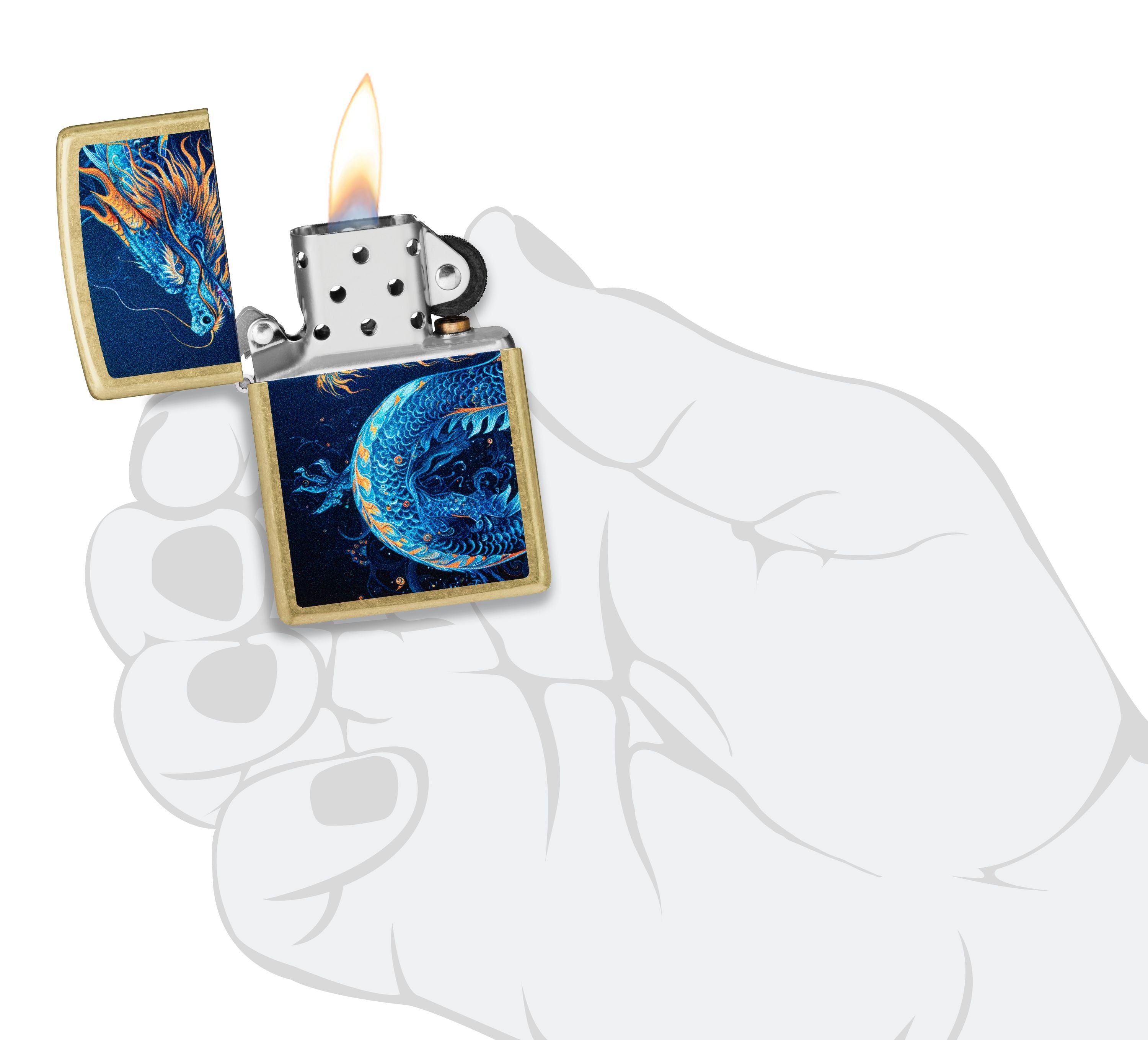 Zippo Blue Dragon Artwork, Street Brass Lighter #47178
