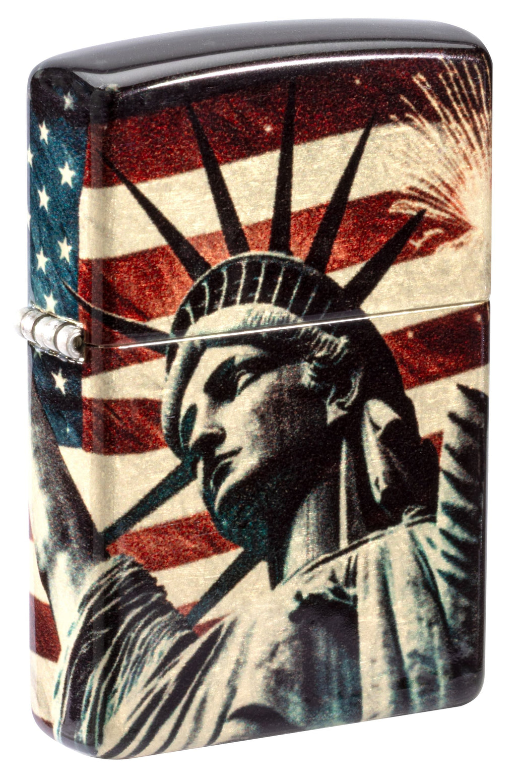 Zippo Statue of Liberty Patriotic 540°, Tumbled Brass Lighter #47186