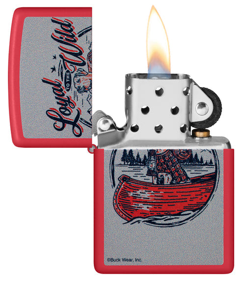 Zippo Buck Wear "Loyal to the Wild", Red Matte Lighter #46591