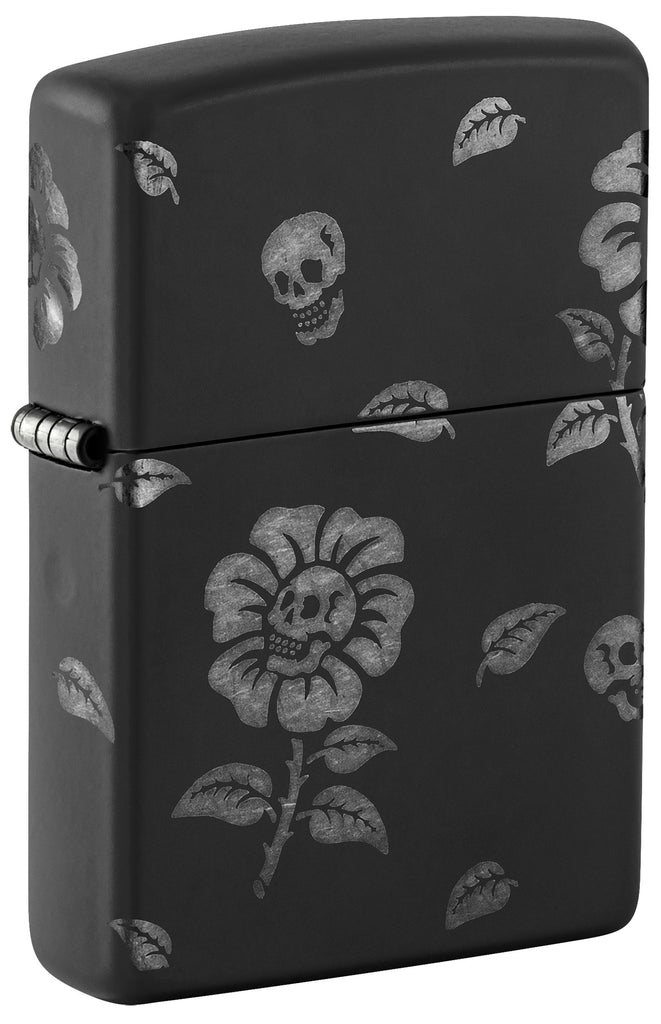 Zippo Flower Skulls 360°, Black Matte Lighter #48931