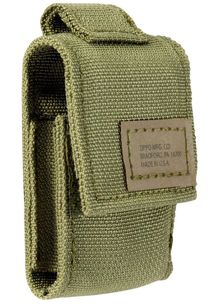 Zippo Black Crackle + OD Green Molle Pouch Gift Set, Made in USA #49400