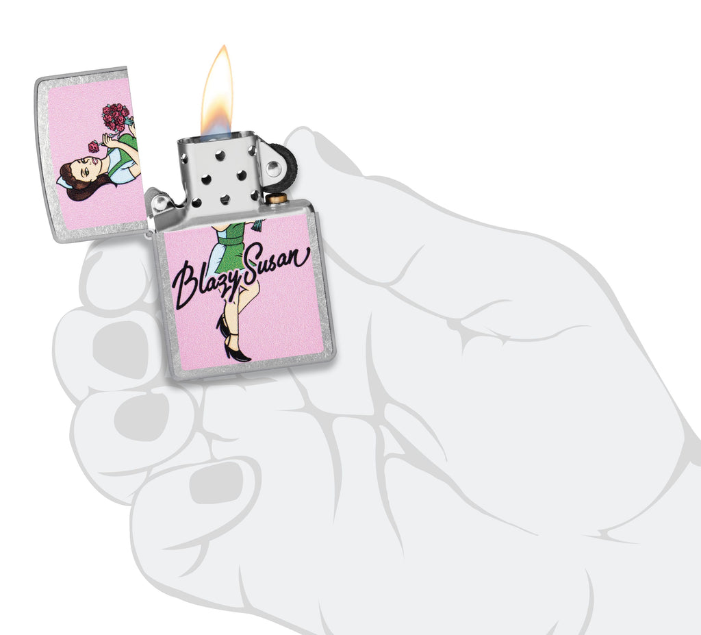 Zippo Blazy Susan Pin Up Girl, Street Chrome Lighter #47193