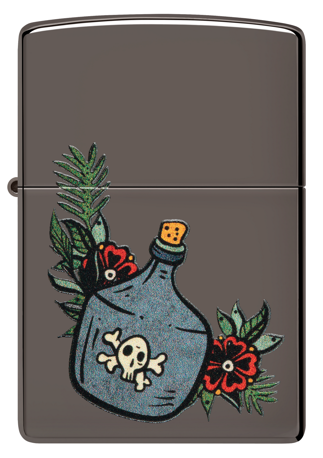 Zippo Poison & Roses Black Ice & Leather Pouch Gift Set #LPGS-LPLBK-48409