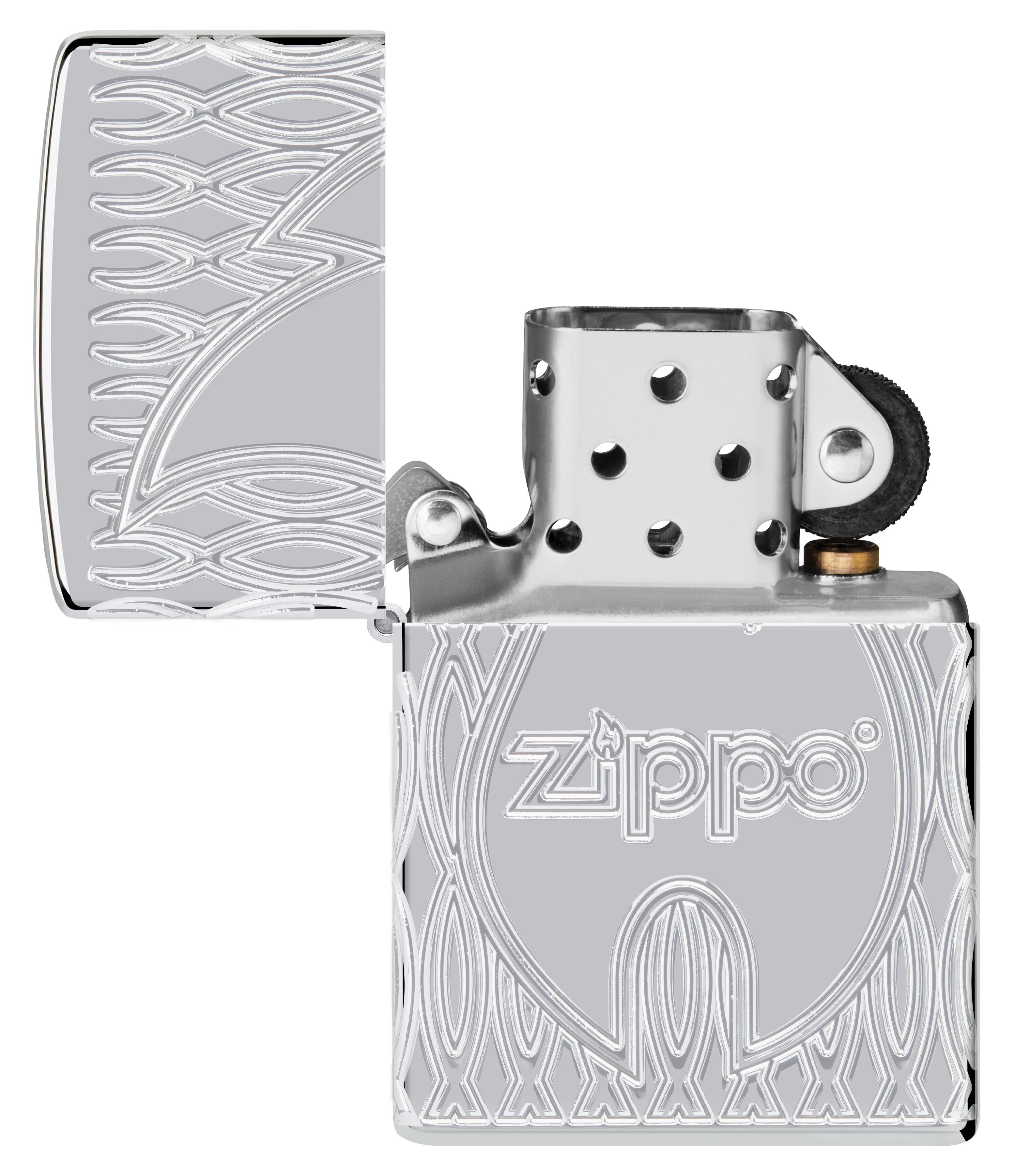 Zippo Armor Flame Logo, High Polish Chrome Lighter #48838