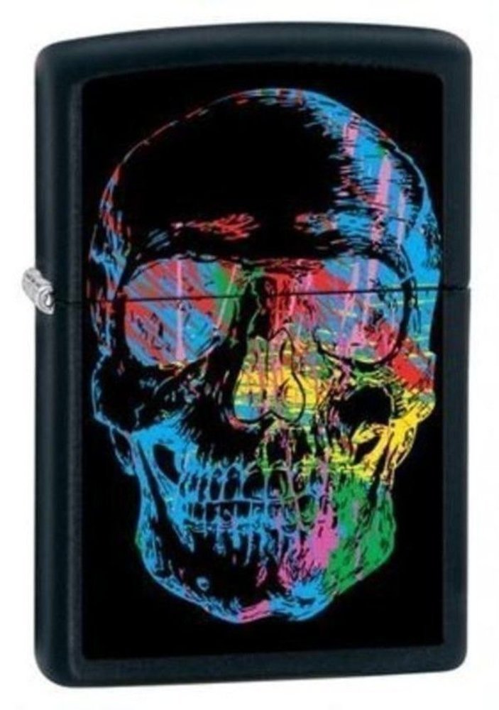 Zippo Colorful Skull, Black Matte Lighter #28042