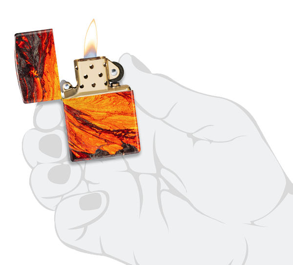 Zippo Fire Lava 540°, Tumbled Brass Lighter #48622