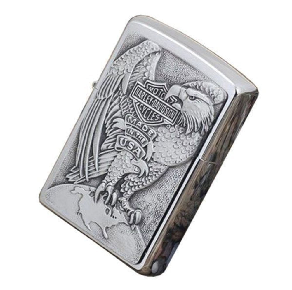 Zippo Harley-Davidson Eagle & Globe Emblem, Brushed Chrome Lighter #200HD.H231