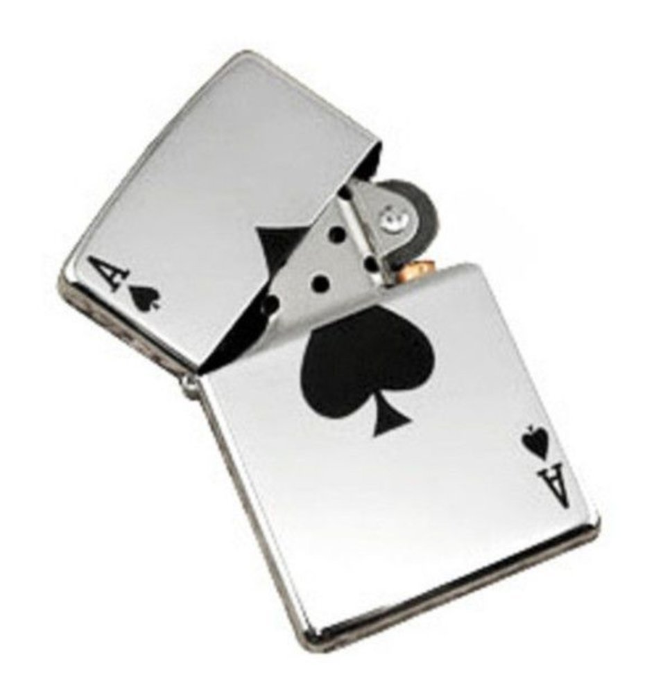 Zippo Lucky Ace Of Spades, High Polish Chrome Lighter #24011