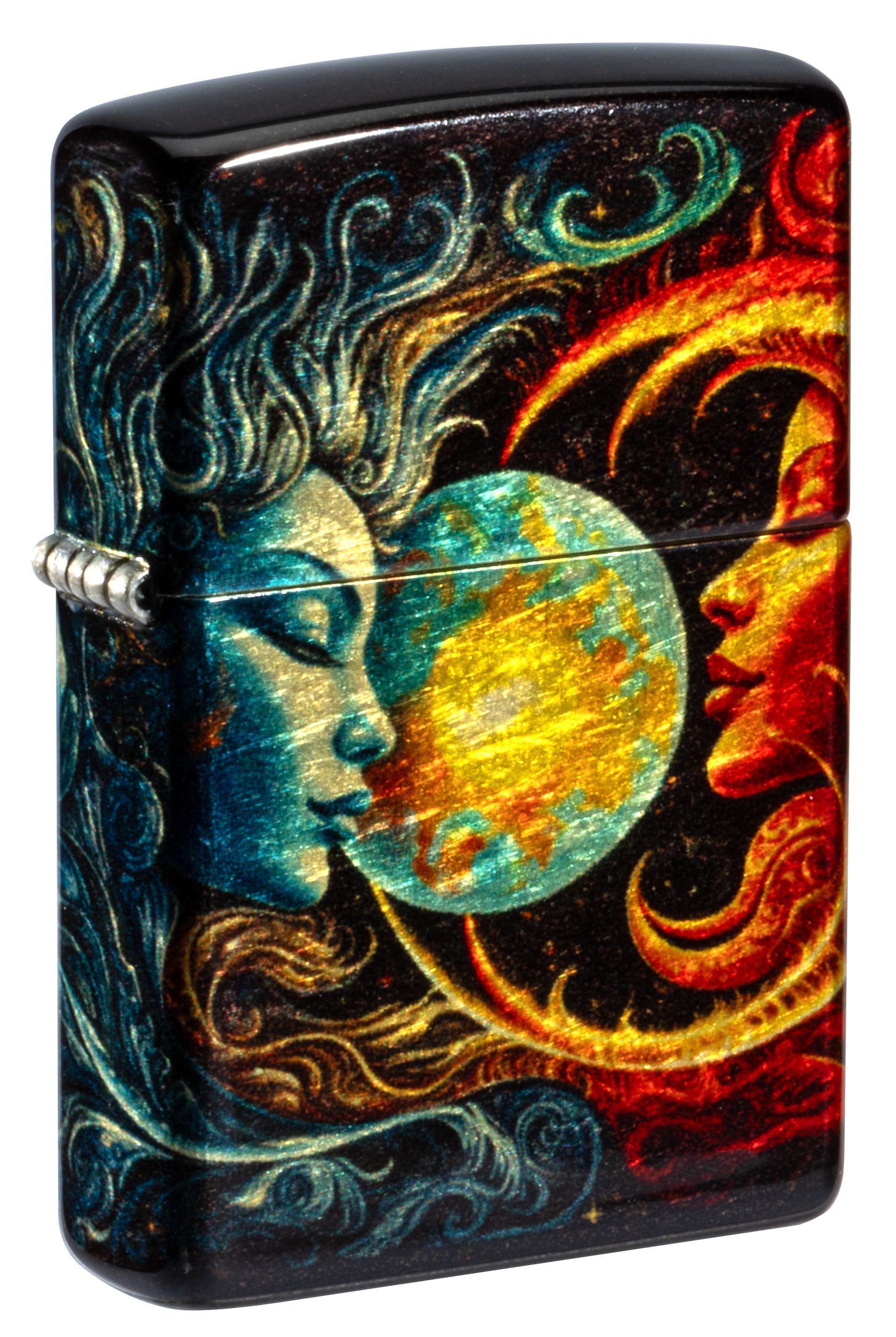 Zippo Spiritual Sun and Moon, 540° Tumbled Brass Fusion Lighter #46563