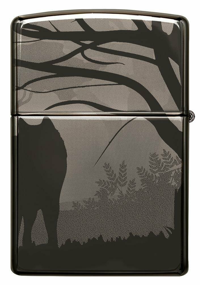 Zippo Howling Wolves 360° Photo Image, Black Ice Lighter #49188