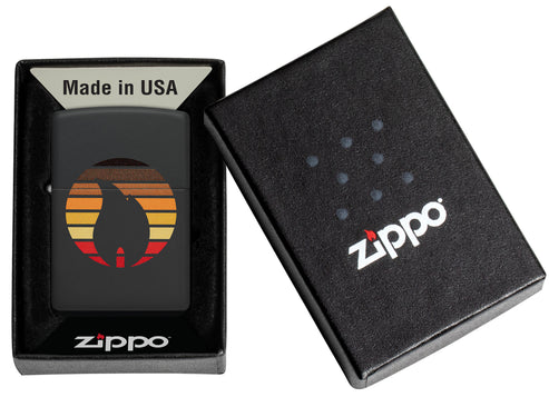 Zippo Colorblock Zippo Flame, Black Matte Lighter #46168