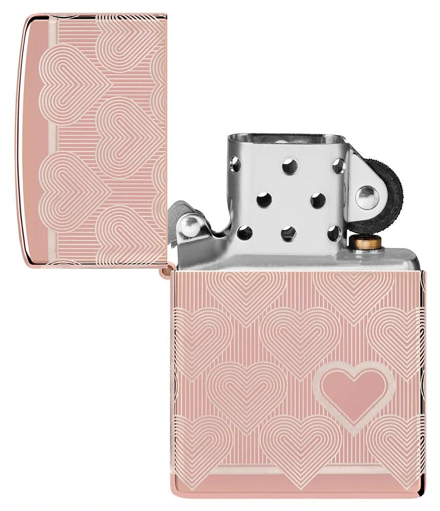 Zippo Heart, High Polish Rose Gold Lighter #49811