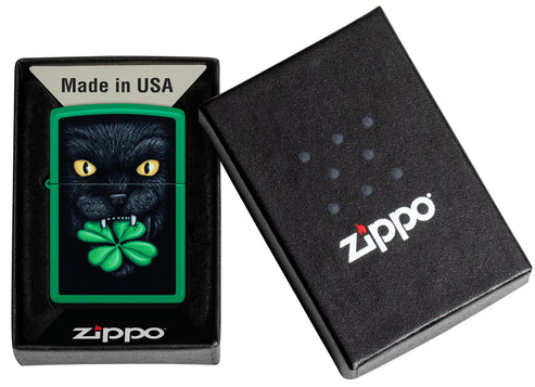 Zippo Feline Lucky, Grass Green Matte Lighter #46721