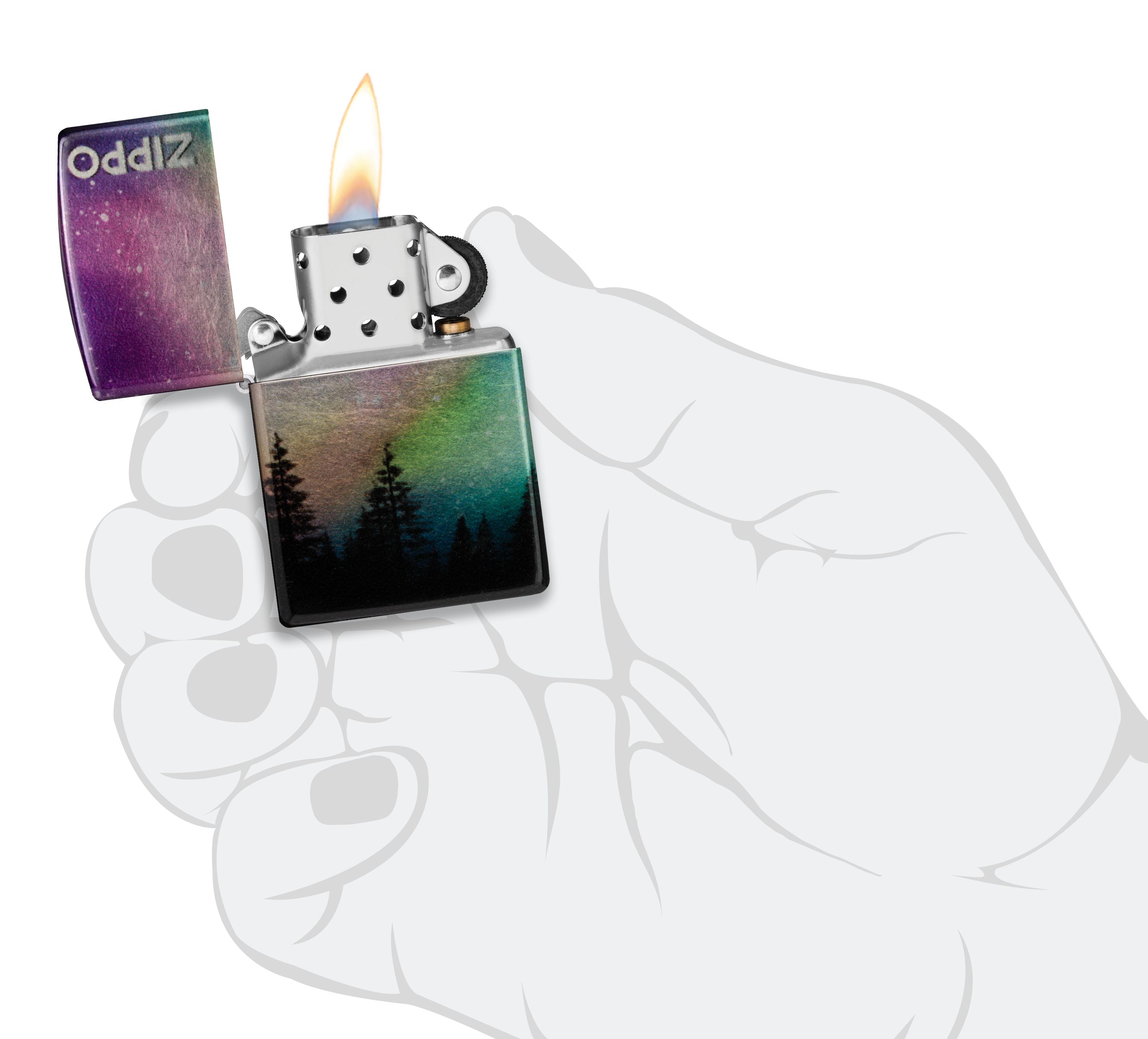 Zippo Aurora Borealis, 540° Tumbled Chrome Fusion Lighter #48771