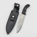 Spear point Bowie knife with D2 steel blade and G10 Micarta handle, featuring a simple design by MALIKA KNIVES.