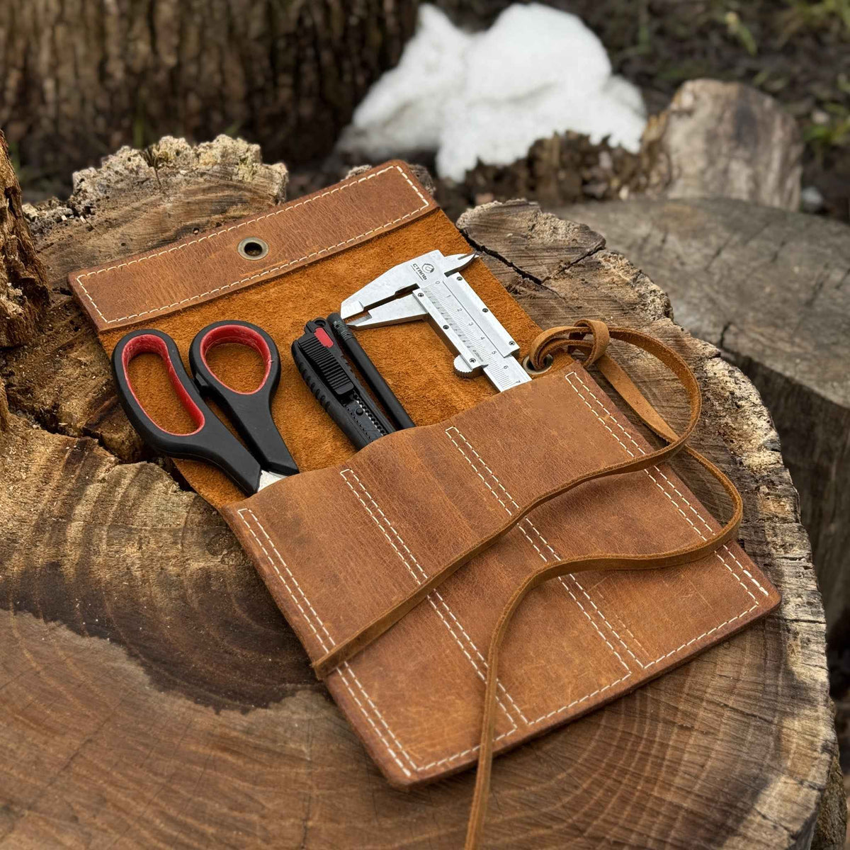 3 Pocket Leather Chisel Roll