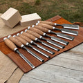 10-Piece Wood Carving Chisel Set with wooden handles - Sharky Forged Steel Tools | Relic & Reel