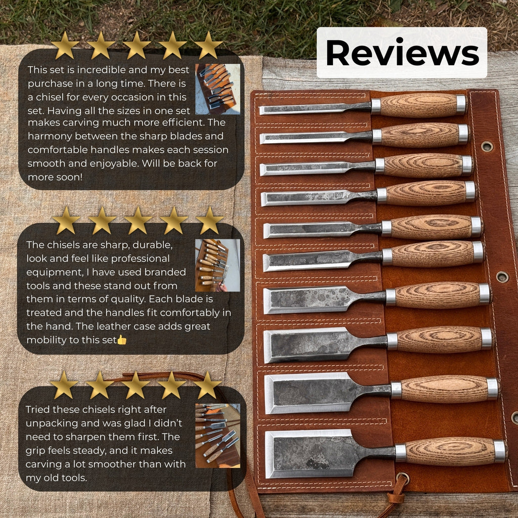 10-Piece Wood Carving Chisel Set - Wood Carving Tools | Relic & Reel