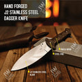 Handcrafted J2 Stainless Steel Boot Knife Pakka Wood Handle Leather Sheath 13.5" Hunting Blade