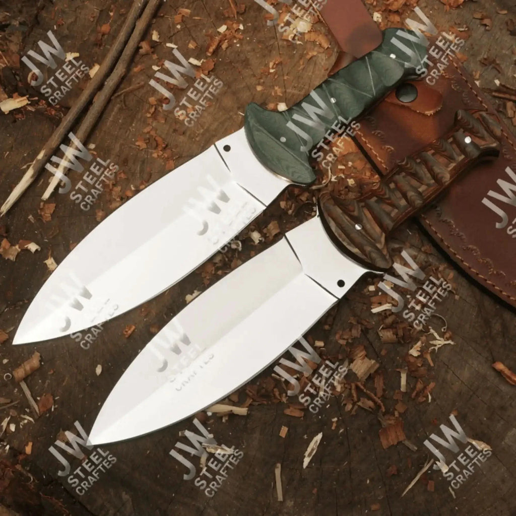 Handcrafted J2 Stainless Steel Boot Knife Pakka Wood Handle Leather Sheath 13.5" Hunting Blade