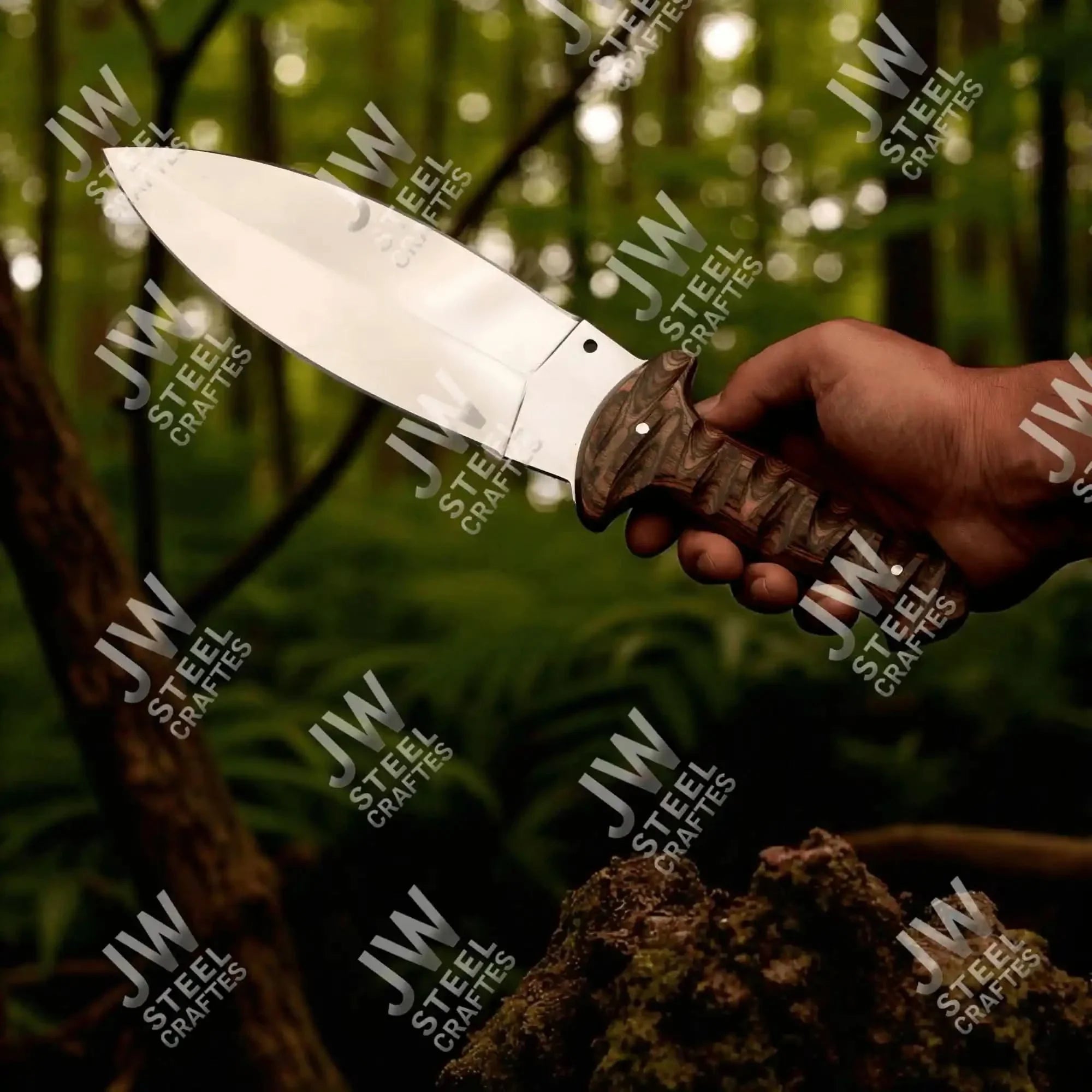 Handcrafted J2 Stainless Steel Boot Knife Pakka Wood Handle Leather Sheath 13.5" Hunting Blade
