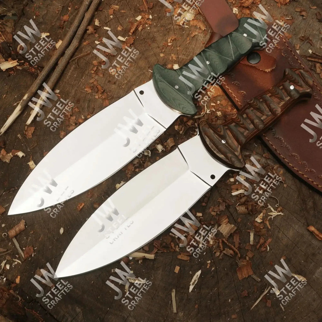 Handcrafted J2 Stainless Steel Boot Knife Pakka Wood Handle Leather Sheath 13.5" Hunting Blade