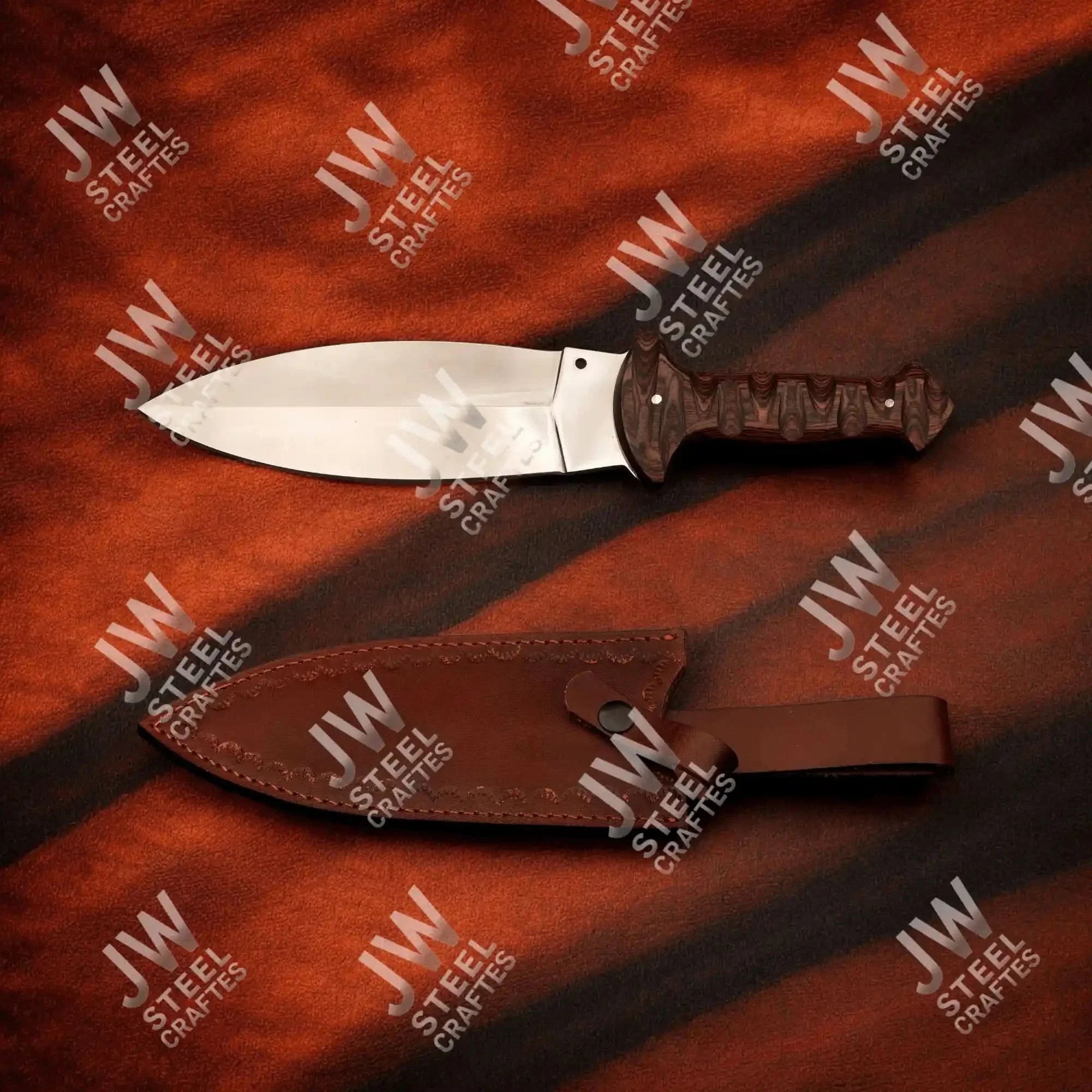 Handcrafted J2 Stainless Steel Boot Knife Pakka Wood Handle Leather Sheath 13.5" Hunting Blade