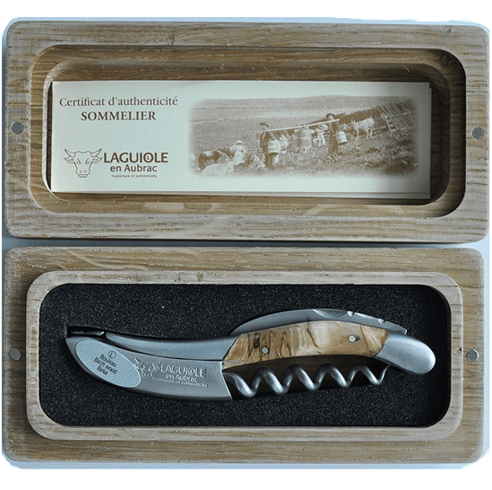Handcrafted Sommelier Waiter's Corkscrew with Birchwood Handle, Brushed Bolster by Laguiole en Aubrac