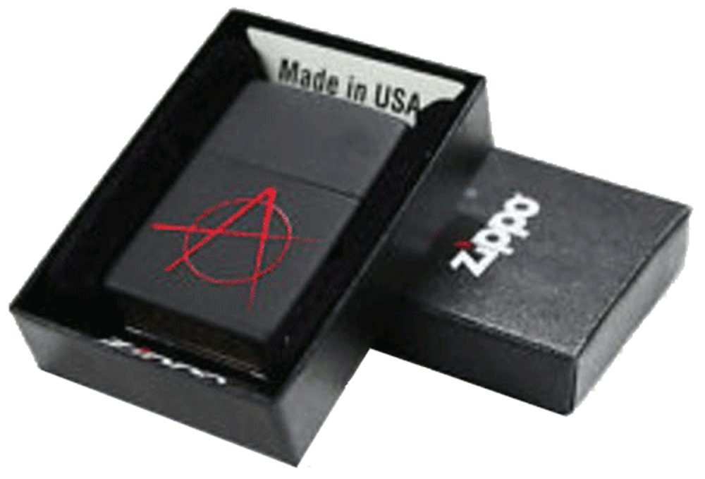 Zippo Anarchy Symbol, Black Matte Lighter #20842