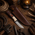 SHAM KNIVES full tang drop point hunting knife with 1095 high carbon steel blade for outdoor camping and hunting use