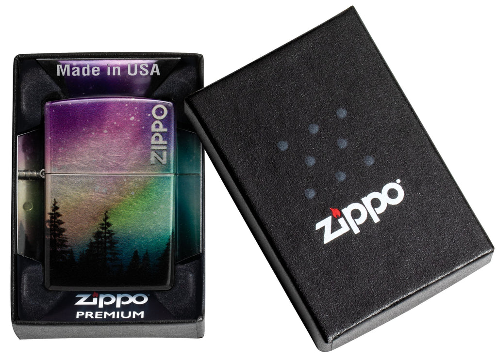 Zippo Aurora Borealis, 540° Tumbled Chrome Fusion Lighter #48771