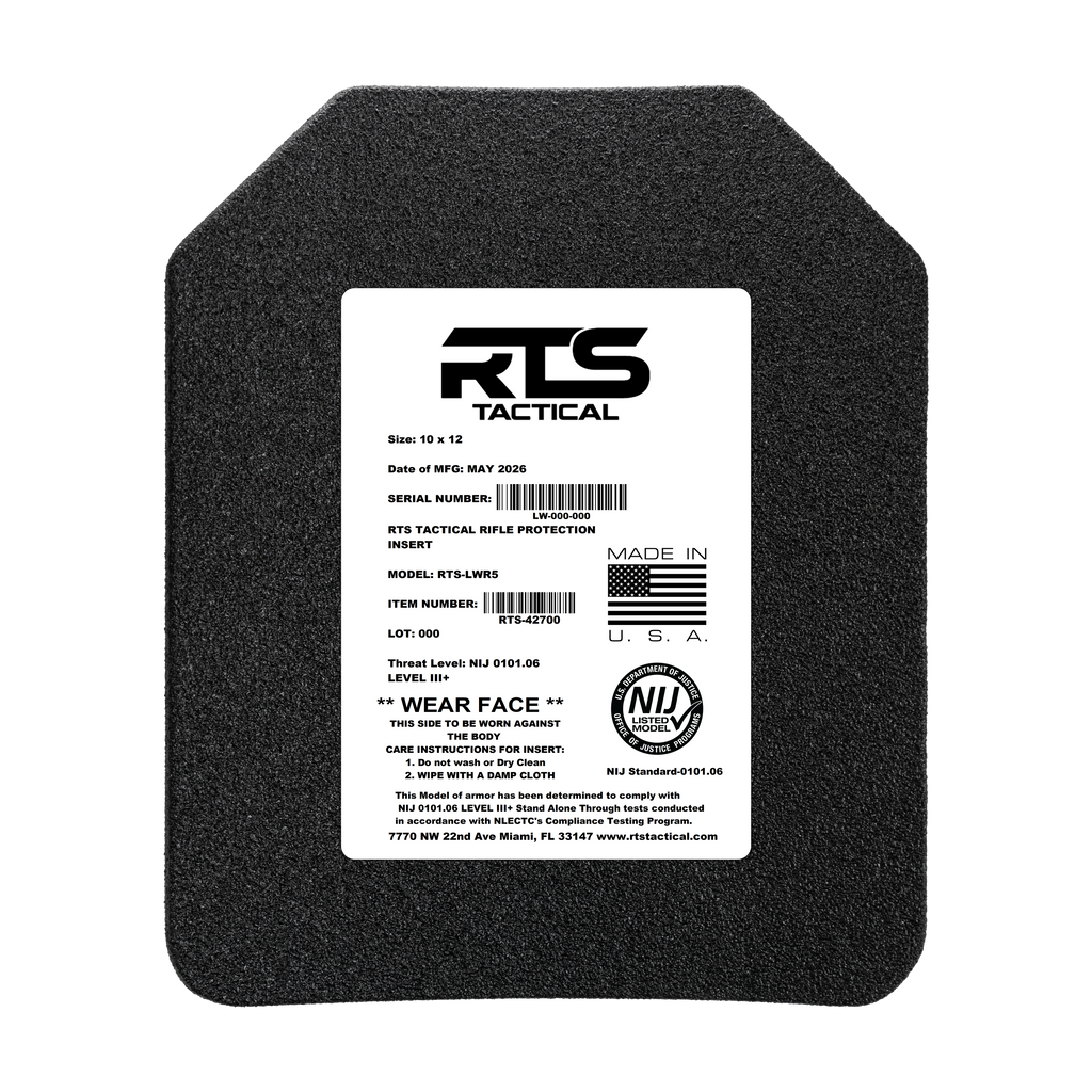 RTS Tactical LWR5 Rifle Special Threats NIJ 0101.06 Level III+ Insert - 10X12