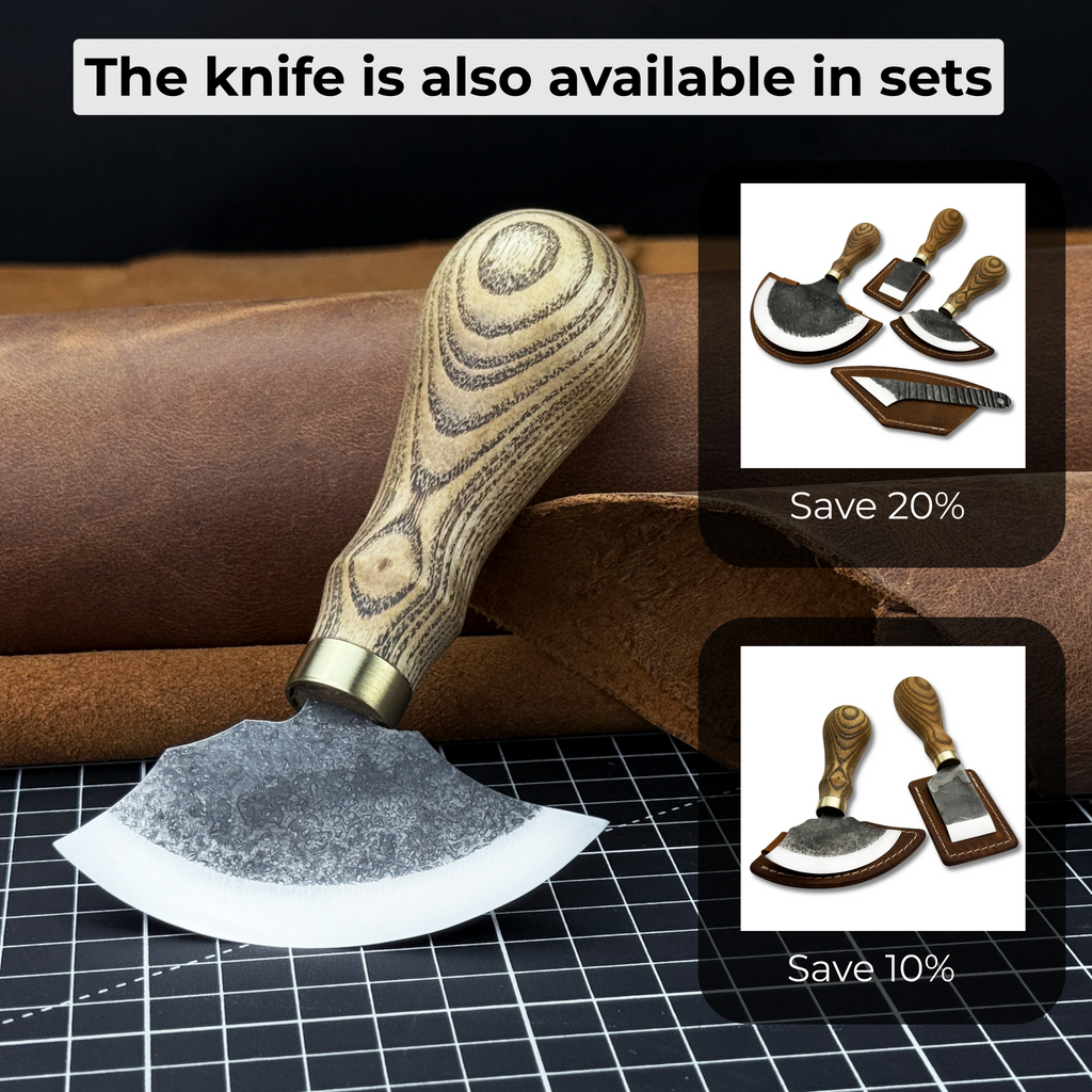 Small Leather Round Knife, 8 cm (3.15 inches)