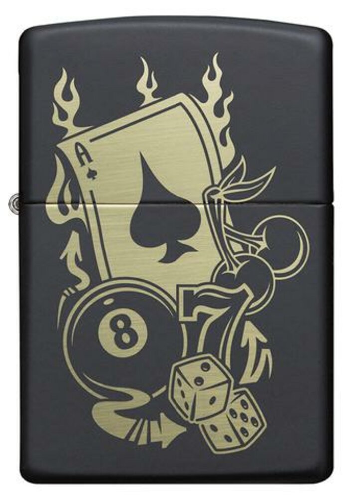 Zippo Gambling Casino Billiards, Black Matte Lighter #49257