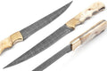 Custom Handmade Damascus Fillet Knife - 12" with Camel Bone Handle and Brass Bolster