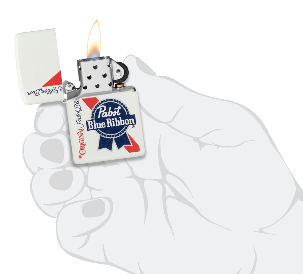 Zippo Pabst Blue Ribbon Beer, White Matte Lighter #48746