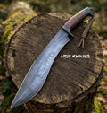 18" High-Carbon Steel Bowie Knife with Wrapped Leather Handle