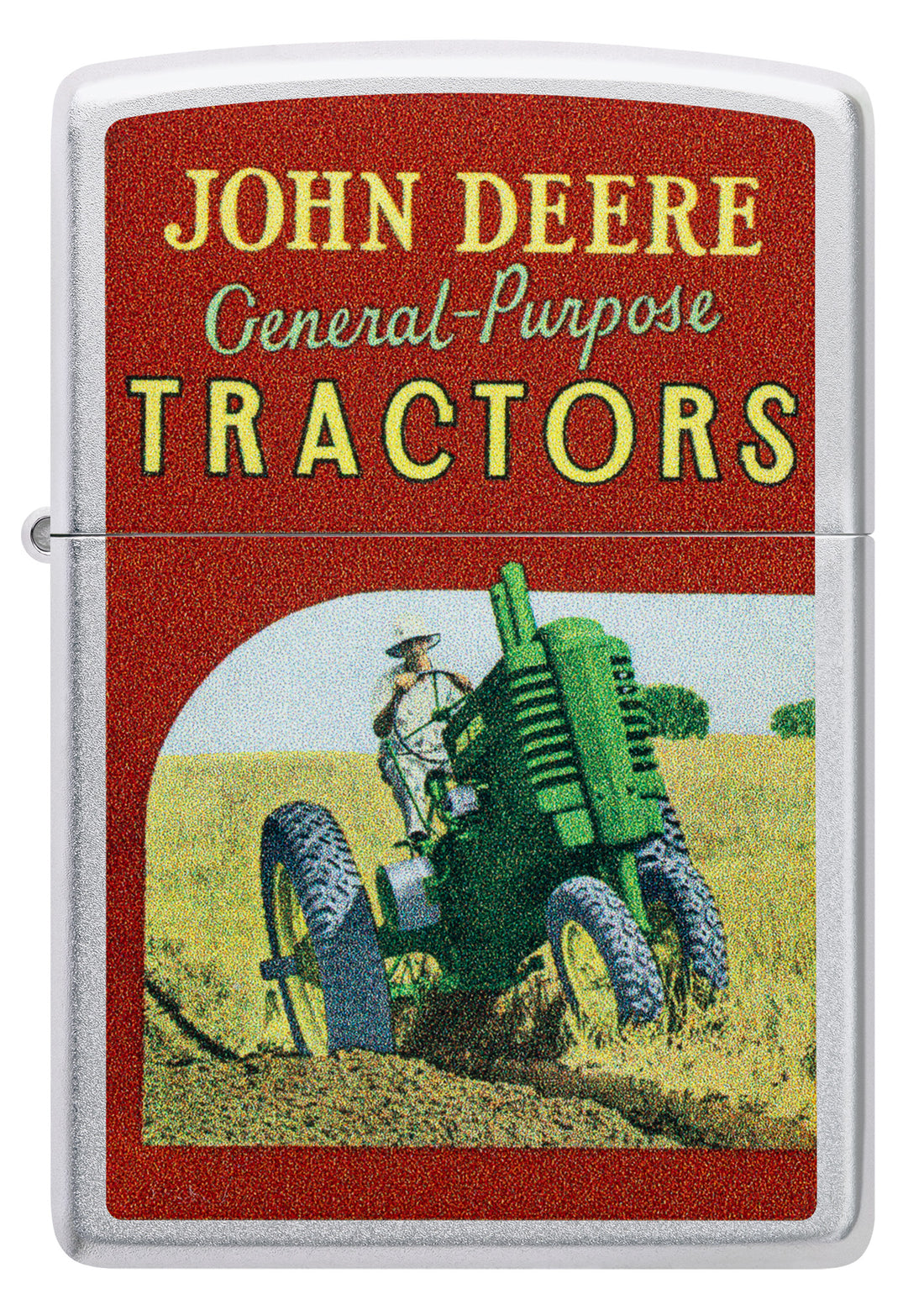 Zippo John Deere Ad, Satin Chrome Lighter #46757