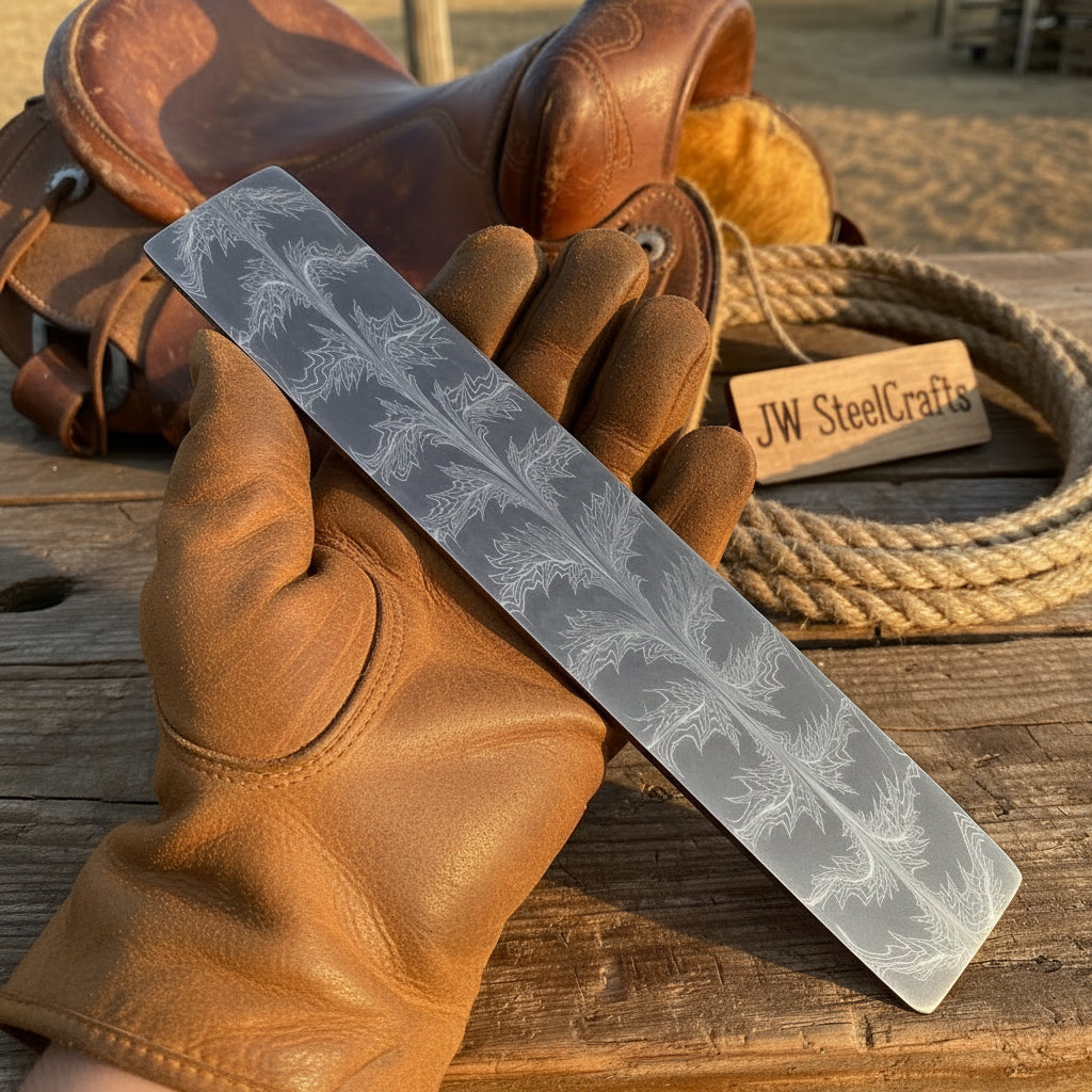 Frostleaf Damascus Billet 14 inch Handmade Feather Leaf Pattern - JW SteelCrafts