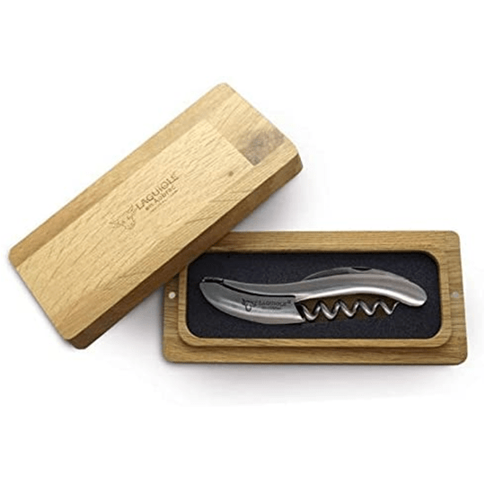 Handcrafted Sommelier Waiter's Corkscrew with Brushed Stainless Steel Handle by Laguiole en Aubrac