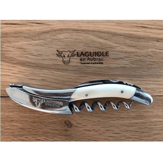 Handcrafted Sommelier Waiter's Corkscrew with Zebu Bone Handle, Polished Bolster by Laguiole en Aubrac