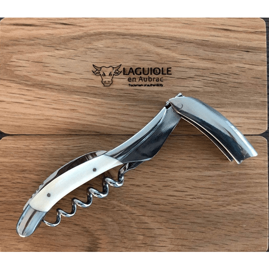 Handcrafted Sommelier Waiter's Corkscrew with Zebu Bone Handle, Polished Bolster by Laguiole en Aubrac